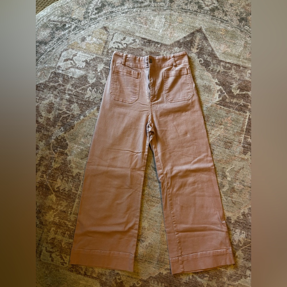 Wide Leg High-Rise Pants in Dusty Rose, Medium